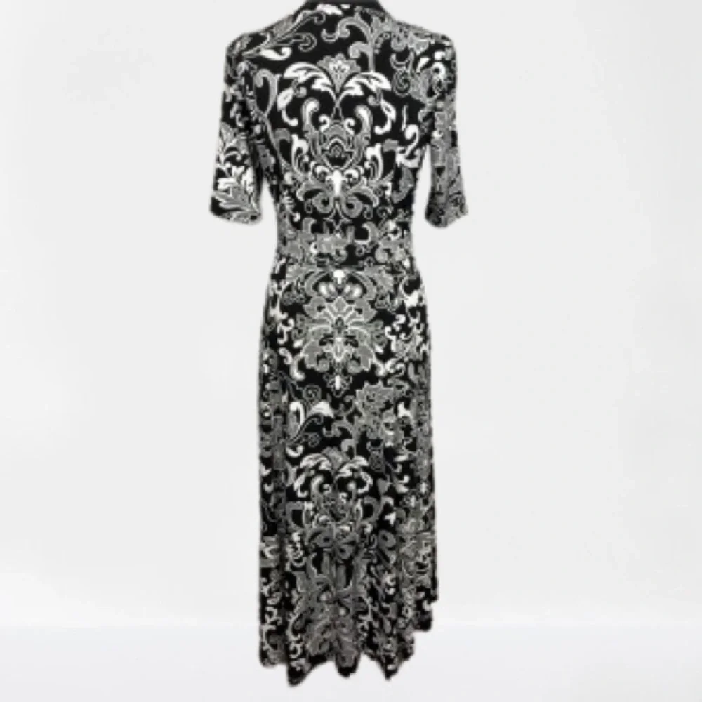NWT Nina Leonard Miracle Matte Jersey Maxi-dress Sz Small Floral Scroll - Picture 4 of 12